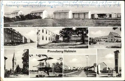 Ak Pinneberg in Holstein, Siedlung Neue Heimat, Schule, Hans Böckler Hof, Kirchen, Freibad