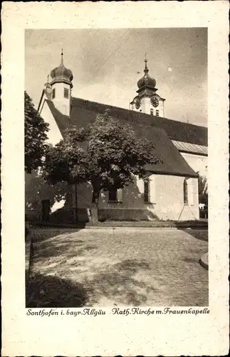 Ak Sonthofen im Oberallgäu Schwaben, Kath. Kirche mit Frauenkapelle