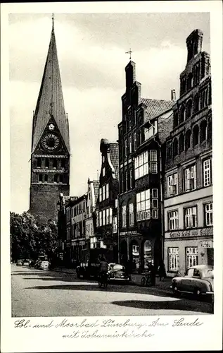 Ak Lüneburg in Niedersachsen, Am Sande mit Johanniskirche