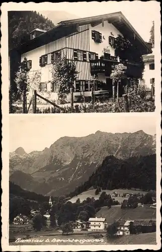 Ak Ramsau im Berchtesgadener Land Oberbayern, Teilansicht, Pensionshaus