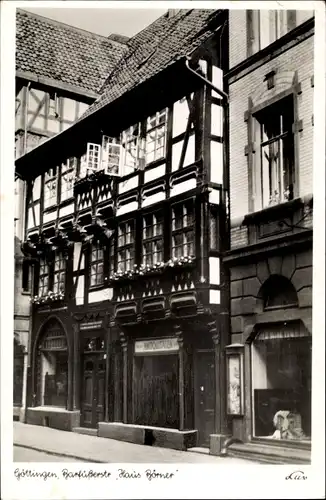 Ak Göttingen in Niedersachsen, Barfüßerstraße mit Haus Börner, Fachwerkbau