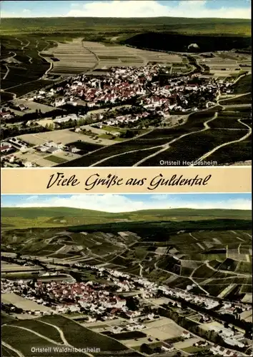 Ak Heddesheim Guldental an der Nahe, Panorama vom Ort, Waldhilbersheim