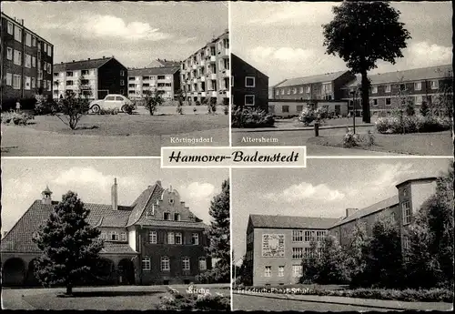 Ak Badenstedt Hannover in Niedersachsen, Körtingsdorf, Altersheim, Kirche, Schule