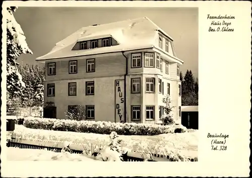 Ak Braunlage im Harz, Fremdenheim Deye, im Winter