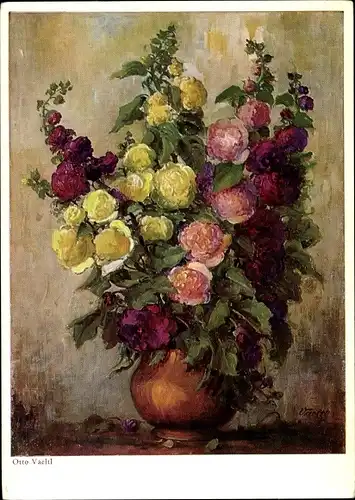 Künstler Ak Vaeltl, Otto, Malven in einer Blumenvase