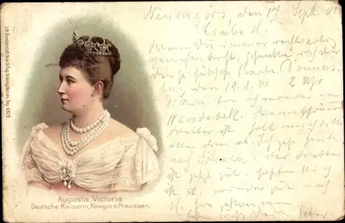 Litho Kaiserin Auguste Viktoria, Portrait, Diadem