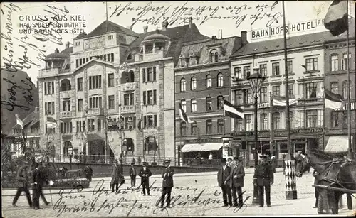 Ak Kiel in Schleswig Holstein, Haus der Landwirte, Bahnhofs Hotel