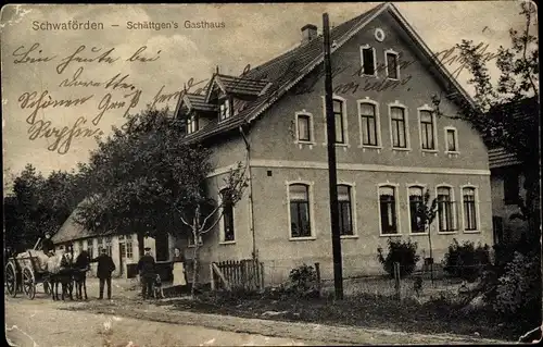 Ak Schwaförden in Niedersachsen, Schättgen's Gasthaus, Fuhrwerk