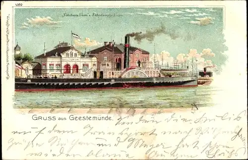 Litho Geestemünde Bremerhaven, Fährhaus Union, Fährdampfer Union