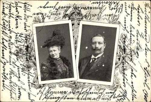 Passepartout Ak Kaiser Wilhelm II., Kaiserin Auguste Viktoria, Portrait