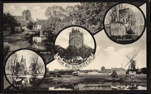 Ak Wijk bij Duurstede Utrecht, Kromme Rijn, aan de Lek, Stadstoren, Ruine