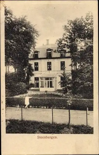 Ak Steenbergen Nordbrabant, Villa, Mädchen vor Garten