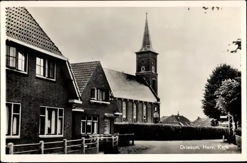 Ak Driesum Friesland, Herv. Kerk