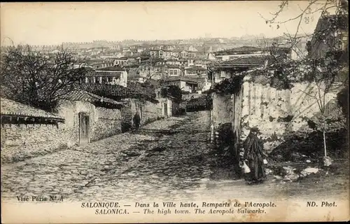 Ak Thessaloniki Griechenland, Dans la Ville, Remparts de l'Acropole