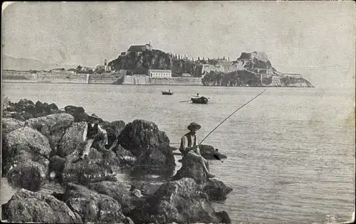 Ak Korfu Griechenland, Vue de la Citadelle prise du Moulin a Vent, Angler