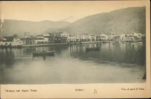 Ak Itea Griechenland, Vue et Port d'Itea