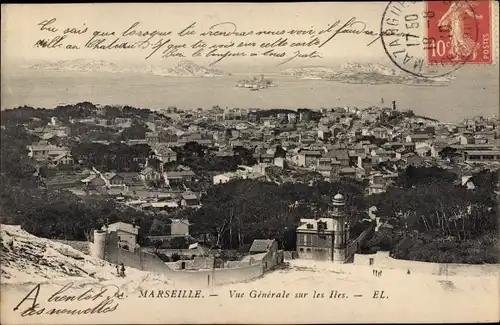 Ak Marseille Bouches du Rhône, Vue Generale sur les Iles