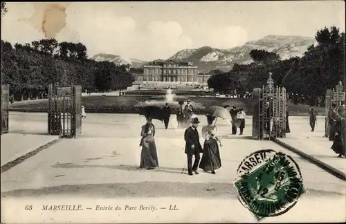 Ak Marseille Bouches du Rhône, Entree du Parc Borely