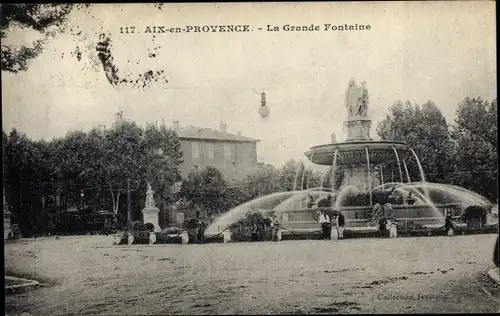 Ak Aix en Provence Bouches du Rhône, La Grande Fontaine