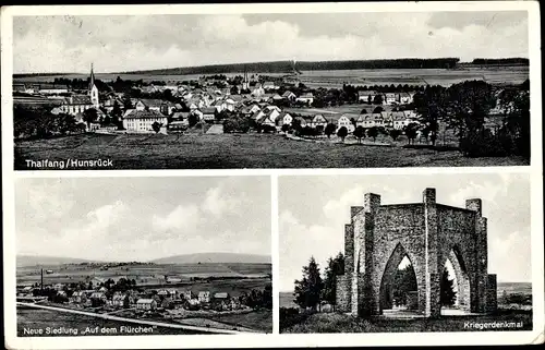 Ak Thalfang im Hunsrück, Siedlung Auf dem Flürchen, Kriegerdenkmal, Panorama