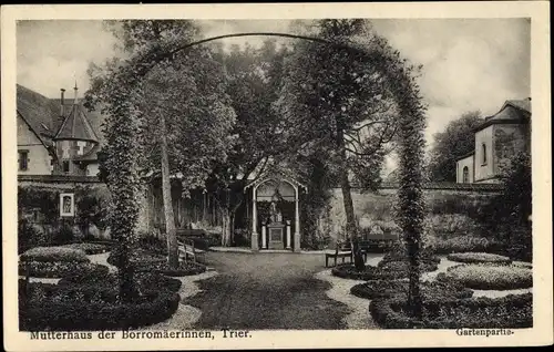 Ak Trier an der Mosel, Mutterhaus der Borromäerinnen, Gartenpartie