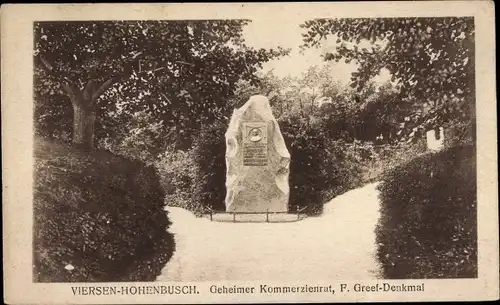 Ak Hohenbusch Viersen in Nordrhein Westfalen, F. Greef Denkmal, Geheimer Kommerzienrat