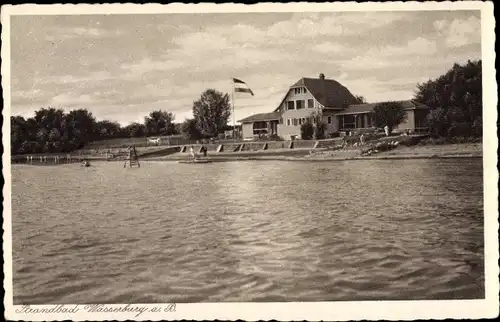 Ak Wasserburg am Bodensee Schwaben, Strandbad