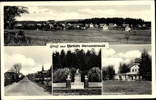 Ak Norken im Westerwald, Kriegerdenkmal, Dorfstraße, Schullandheim, Blick auf den Ort