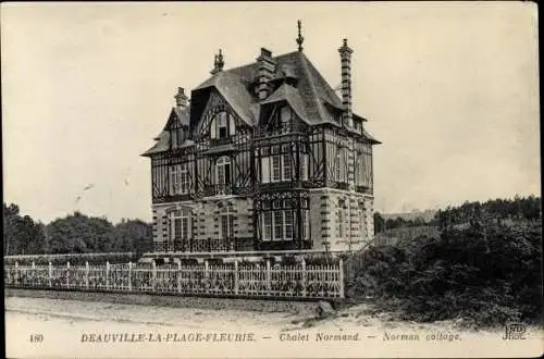 Ak Deauville La Plage Fleurie Calvados, Chalet Normand