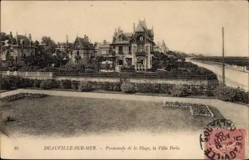 Ak Deauville sur Mer Calvados, Promenade de la Plage, La Villa Perla