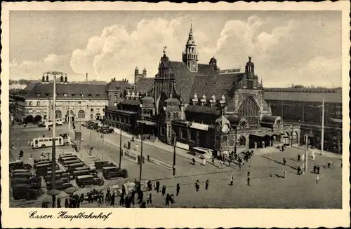 Ak Essen im Ruhrgebiet, Hauptbahnhof, Straßenseite