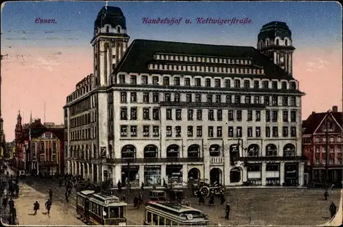 Ak Essen im Ruhrgebiet, Straßenbahn Linie 14, Handelshof, Kettwigerstraße