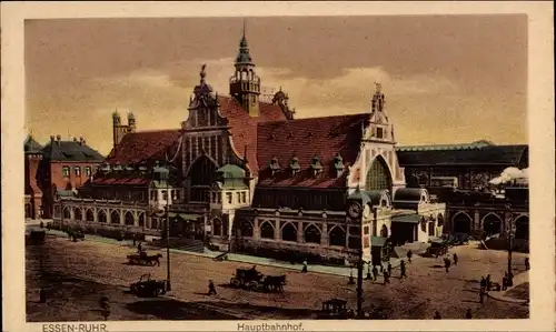 Ak Essen im Ruhrgebiet, Hauptbahnhof, Straßenseite