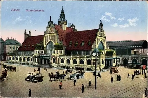 Ak Essen im Ruhrgebiet, Hauptbahnhof, Straßenseite