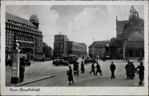 Ak Essen im Ruhrgebiet, Hauptbahnhof, Straßenansicht