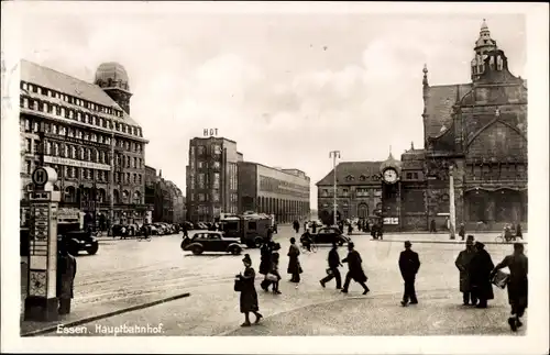 Ak Essen im Ruhrgebiet, Hauptbahnhof, Straßenansicht