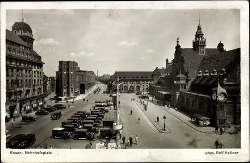 Ak Essen im Ruhrgebiet, Hauptbahnhof, Bahnhofsplatz, Börse