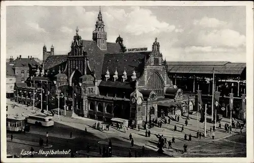 Ak Essen im Ruhrgebiet, Hauptbahnhof, Straßenansicht