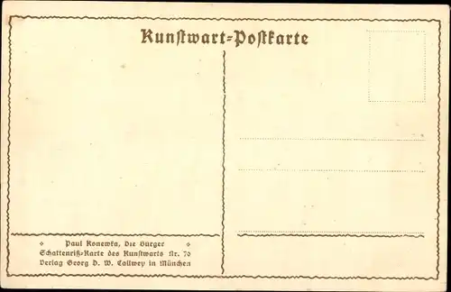Scherenschnitt Ak Konewka, Paul, Die Bürger, Kunstwart Nr. 70