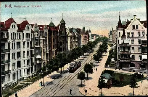 Ak Kiel in Schleswig Holstein, Holtenauer Straße, Straßenbahn