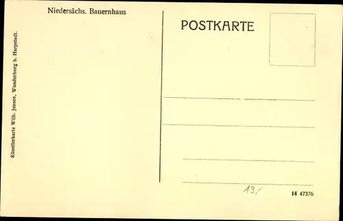 Künstler Ak Niedersächsisches Bauernhaus