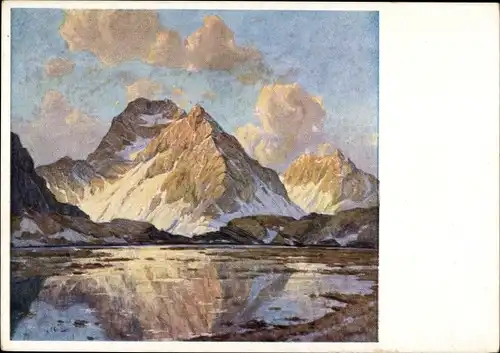 Künstler Ak Curry, Robert, Bergsee, Landschaft