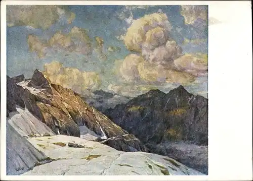 Künstler Ak Curry, Robert, Wolken überm Zugspitzplatt, Landschaft