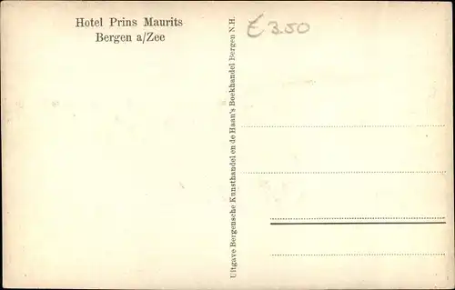 Ak Bergen aan Zee Nordholland Niederlande, Hotel Prins Maurits