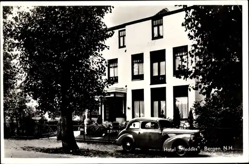 Ak Bergen Nordholland Niederlande, Hotel Heddes, Breelaan 79, Automobil