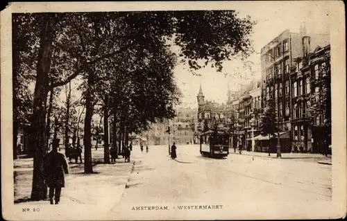 Ak Amsterdam Nordholland Niederlande, Westermarkt, Tram