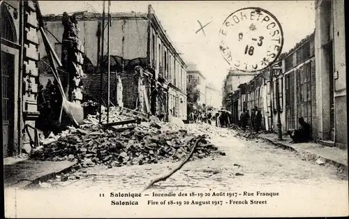 Ak Thessaloniki Griechenland, Incendie 1917, Rue Franque