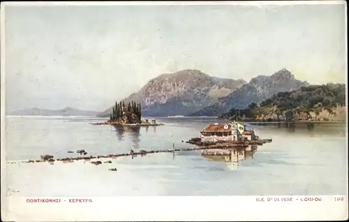 Künstler Ak Korfu Griechenland, Ile d'Ulysse