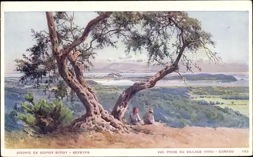 Künstler Ak Corfu Griechenland, vue générale prise du Village Vyro