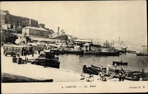 Ak Korfu Griechenland, Le Port, Blick in den Hafen